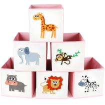 Caixa de Armazenamento Dobrável Berlune Animal - 6 Unidades (25x25cm) - Rosa