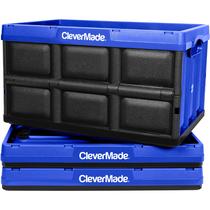 Caixa de Armazenamento Dobrável CleverMade 46L - Kit com 3 Unidades (Azul Royal)