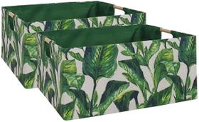 Caixa de Armazenamento Dobrável FUULOXE - 42x31x17cm - Design Folhas Verdes