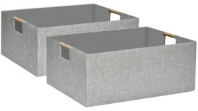 Caixa de armazenamento dobrável FUULOXE 43x32x18 cm, linho, pacote com 2 Caixa de armazenamento dobrável FUULOXE 43x32x18 cm, linho, pacote com 2