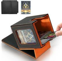 Caixa De Armazenamento Magnética PU Para 100+ Cartas De Jogo Com 2 Divisórias Para MTG Commander
