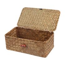 Caixa de armazenamento Moosky Wicker Shelf Baskets Seagrass com tampa pequena