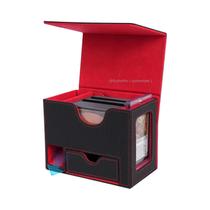 Caixa De Armazenamento Para 120+ Cartas Em Couro Com Fecho Magnético E Bandeja Para Dados Para