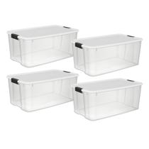 Caixa de armazenamento Sterilite 116 Qt Ultra Latch empilhável, pacote com 4