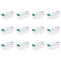 Caixa de armazenamento Sterilite 6L com trava empilhável transparente/branca, pacote com 12
