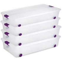 Caixa de armazenamento Sterilite Clear Plastic 60L com rodas, pacote com 4