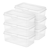 Caixa de armazenamento Sterilite Retangular FlipTop, pacote com 6 unidades, 4,5 L, transparente