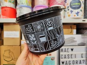 Caixa de Armazenamento Tupperware Pop Box 700g / 1,7L - Preto e Estampado