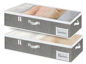Caixa de armazenamento Underbed StorageWorks Clothes Grey, pacote com 2 unidades