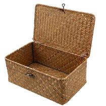 Caixa de Armazenamento Wokex em Rattan e Seagrass - Feita à Mão - 36cm