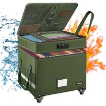 Caixa de arquivo DocSafe de 2 camadas à prova de fogo com fechadura e rodas verdes