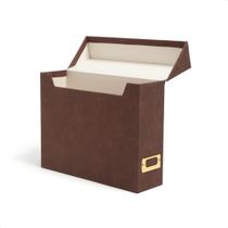 Caixa de arquivo Smead Flip Top 10 x 3,7 x 13 cm de material vegano marrom