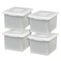 Caixa de arquivos IRIS USA File Organizer Plastic 35L Pearl, pacote com 4 Caixa de arquivos IRIS USA File Organizer Plastic 35L Pearl, pacote com 4