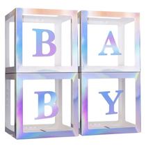 Caixa de balões para chá de bebê PABUES Rainbow Silver 4 unidades