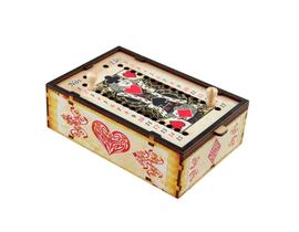 Caixa de Baralho Amarela Porta Cartas Marcador 15 Pontos MDF