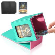 Caixa de baralho de cartas Jaffzora para MTG Commander, verde e rosa