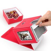 Caixa de baralho de cartas Mage Tech para MTG Commander com bandeja de dados vermelha/branca