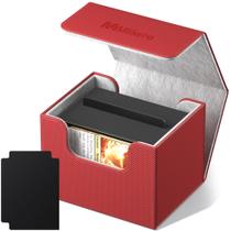 Caixa de baralho de cartas Mlikero Commander 100+ cartas de couro vermelhas Caixa de baralho de cartas Mlikero Commander 100+ cartas de couro vermelhas