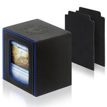 Caixa de baralho de cartas RADWIMPS para MTG Commander com 2 divisórias em preto e azul Caixa de baralho de cartas RADWIMPS para MTG Commander com 2 divisórias em preto e azul