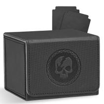 Caixa de baralho de cartas Zettokete MTG Commander Leather Black/Skull