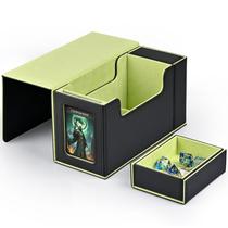 Caixa de baralho de cartas ZLCA MTG Commander com janela de exibição preta e verde Caixa de baralho de cartas ZLCA MTG Commander com janela de exibição preta e verde