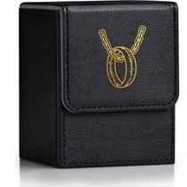 Caixa de baralho de cartas ZLCA para MTG com 2 divisórias em couro PU preto Caixa de baralho de cartas ZLCA para MTG com 2 divisórias em couro PU preto