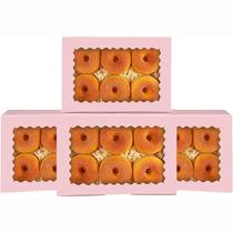 Caixa de biscoitos qiqee rosa com janela 50 unidades de massa 23x15x6cm Caixa de biscoitos qiqee rosa com janela 50 unidades de massa 23x15x6cm