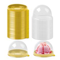 Caixa de bolo Coobbar Clear Plastic Mini 100 unidades de 5 cm (dourada)