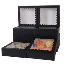 Caixa de bolo PFAMKEER 10x10x6,35 cm com janela 36 unidades preta Caixa de bolo PFAMKEER 10x10x6,35 cm com janela 36 unidades preta