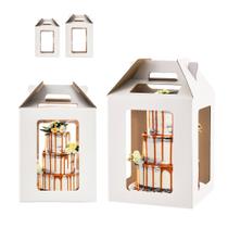 Caixa de bolo XININSUN Tall com 6 janelas 10x10x12 e 12x12x14 branca Caixa de bolo XININSUN Tall com 6 janelas 10x10x12 e 12x12x14 branca