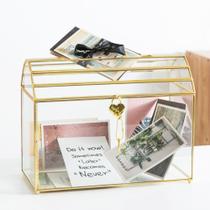 Caixa de cartão de casamento Sanllusit 31 cm Glass Gold Lock Caixa de cartão de casamento Sanllusit 31 cm Glass Gold Lock