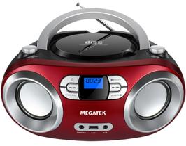 Caixa de CD portátil MEGATEK CB-M25BT Bluetooth - vermelho cereja