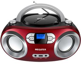 Caixa de CD Portátil MEGATEK CB-M25BT com Bluetooth - Vermelho Cereja
