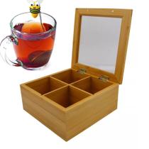 Caixa de Cha em bambu com infusor ABELHINHA Caixa de Cha em bambu com infusor ABELHINHA