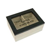 Caixa de chá mdf 2 divisórias 6,5x11x15cm