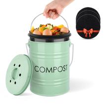 Caixa de compostagem de bancada de cozinha Vipush Small com tampa verde