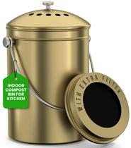 Caixa de compostagem Utopia Kitchen 5L com tampa em aço inoxidável dourado