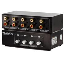 Caixa de comutação de áudio WiSwinda 4 entradas e 1 saída RCA 3,5 mm Aux