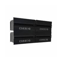 Caixa de Correio 006POM para Condominio Abertura Atras para Muro Preta 2x2 Modulos Ouro Minas