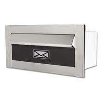 Caixa De Correio carta Frente em Inox escovada com tarja marrom 14 profundidade