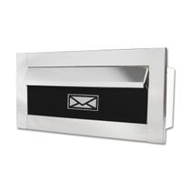 Caixa De Correio carta Frente em Inox polido brilhante espelhado com tarja preta