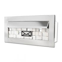 Caixa De Correio Carta Frente Inox brilhante c tarja pastilha pedra 20 cm profundidade