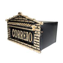 Caixa de Correio Cartas Frente de Alumínio Dourada Compacta Casinha Caixa de Correio Cartas Frente de Alumínio Dourada Compacta Casinha