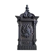 Caixa de Correio Colonial Brasão para Cartas sem Pé Ferro Fundido Preto Resistente Intempéries Caixa de Correio Colonial Brasão para Cartas sem Pé Ferro Fundido Preto Resistente Intempéries