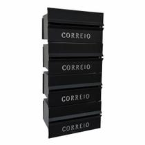 Caixa de Correio Condomínio 004POM 4 Módulos Muro Preta Ouro Minas Caixa de Correio Condomínio 004POM 4 Módulos Muro Preta Ouro Minas