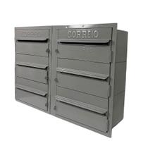 Caixa de Correio Condomínio com 6 Módulos 15x50x36cm de Aço Cinza e Preto