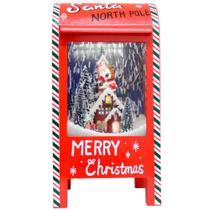 Caixa de Correio do Papai Noel Decoração de Natal de Luxo Musical Com Led e Neve Caindo Natalina Bivolt