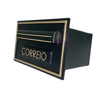 Caixa de Correio modelo Moderna 5 Plástica Preto e Dourada - Ficone Reis Caixa de Correio modelo Moderna 5 Plástica Preto e Dourada - Ficone Reis