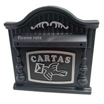 Caixa de Correio Plástica Compacta Preto Prateado com Suporte para Grade