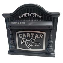 Caixa de Correio Plástica Compacta Preto Prateado com Suporte para Grade